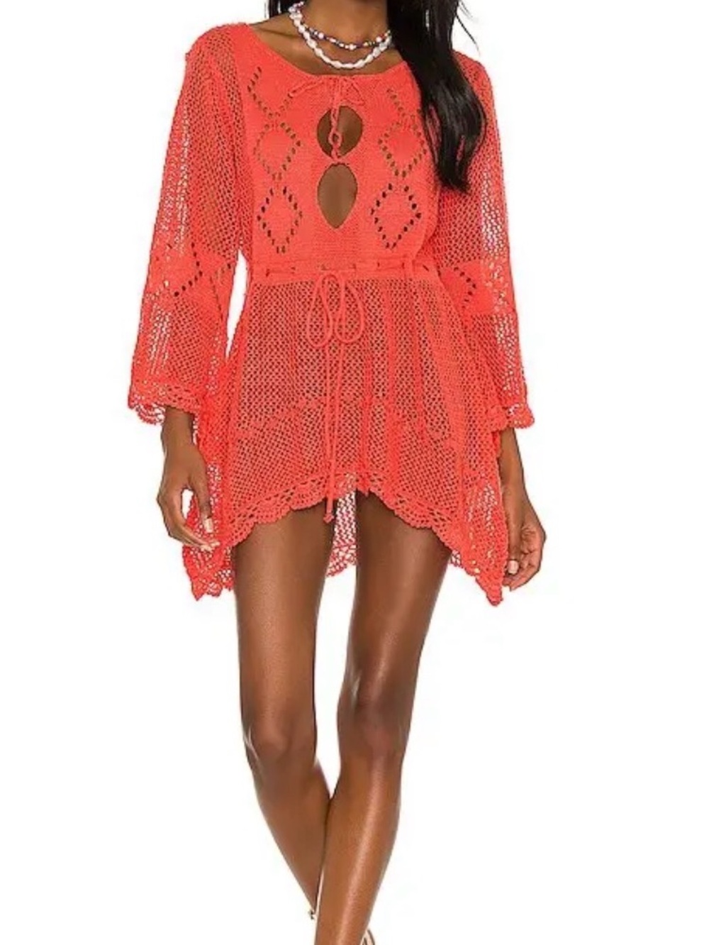 SNDYS Jade Crochet Dress in Melon